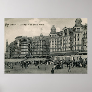 Poster cerca de 1900 Ostend Beach e Grands Hotels