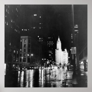 Poster cerca de 1954: Da vista uma avenida de Michigan