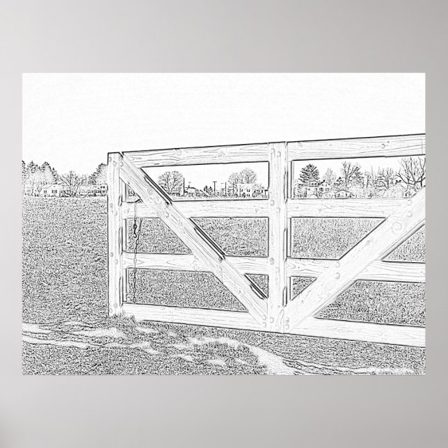 Poster Cerca de desenho em preto-e-branco (Frente)