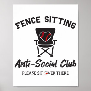 Poster Cerca Engraçada Sentada Anti-Social Club Baseball