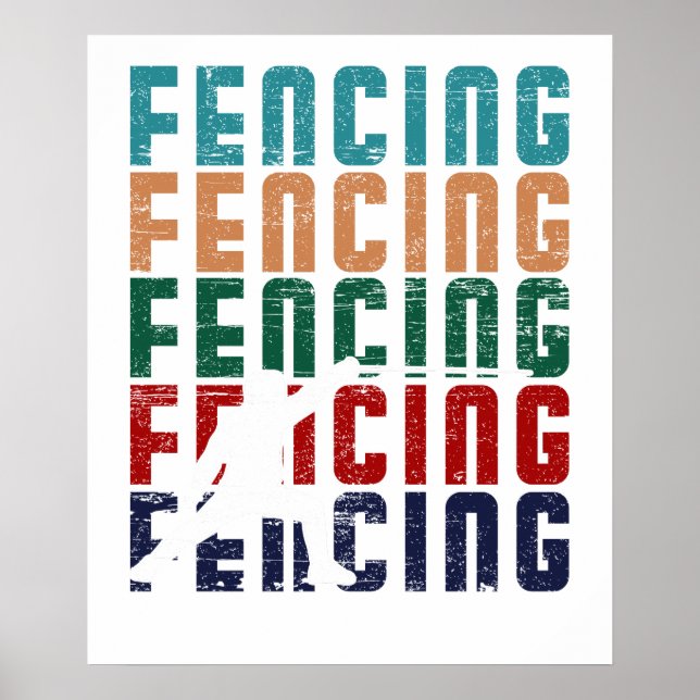 Poster Cercas Projeto Retro Vintage Fencer (Frente)