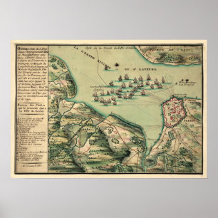 Pôster Cerco do mapa de Quebeque