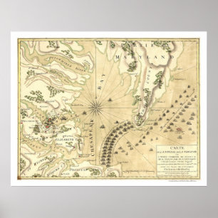 Poster Cerco do Mapa Yorktown 1781