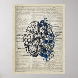 Poster Cérebro com design do Tema da Neurociência das Flo