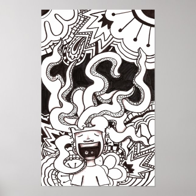 Pôster Cérebro Feliz Psicodélico (Frente)