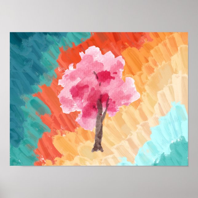 Poster Cereja Flor Árvore Cor-de-Rosa (Frente)