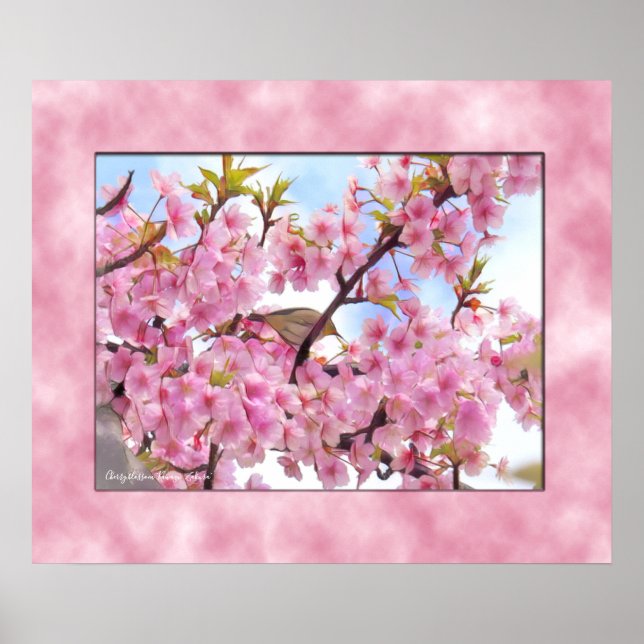 Poster Cereja florescente "Kawazu-Zakura" ポ ス タ ー (Frente)