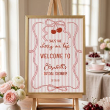 Cereja no Topo Laço Rosa Listras Clássicas Bem-vin