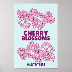 Poster Cereja rosa floresce