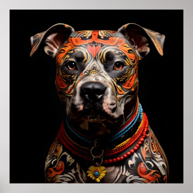 Poster Ceremonial Staffordshire Bull Terrier Warrior (Frente)
