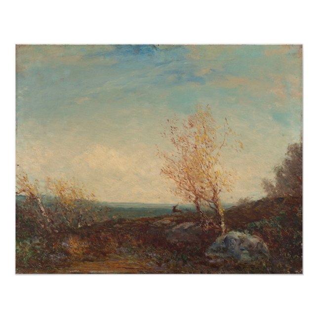 Pôster Cerf Dans La Forêt De Fontainebleau Félix Ziem (Frente)