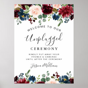 Poster Cerimônia de Casamento Burgundy Navy Blush Unplugg