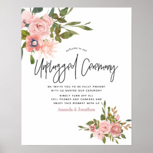 Poster Cerimônia de casamento com aquarela floral sem dis