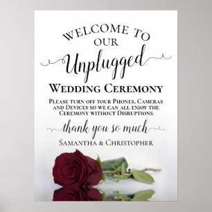 Poster Cerimônia de casamento desplugada do Rosa Burgundy