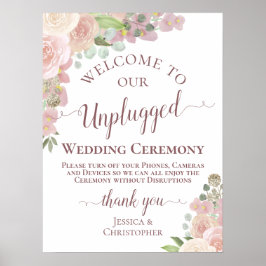 Poster Cerimônia de Casamento Floral Desplugado bonito Ro