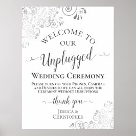 Poster Cerimônia De Casamento Sem Ligas De Prata Elegante