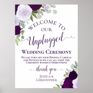 Poster Cerimônia de Casamento Sem Tomada de Púrpura Boho 
