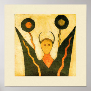 Poster Cerimonial Americana Nativa de Tambor de Mão Quad