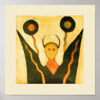 Poster Cerimonial Americana Nativa de Tambor de Mão Quadr