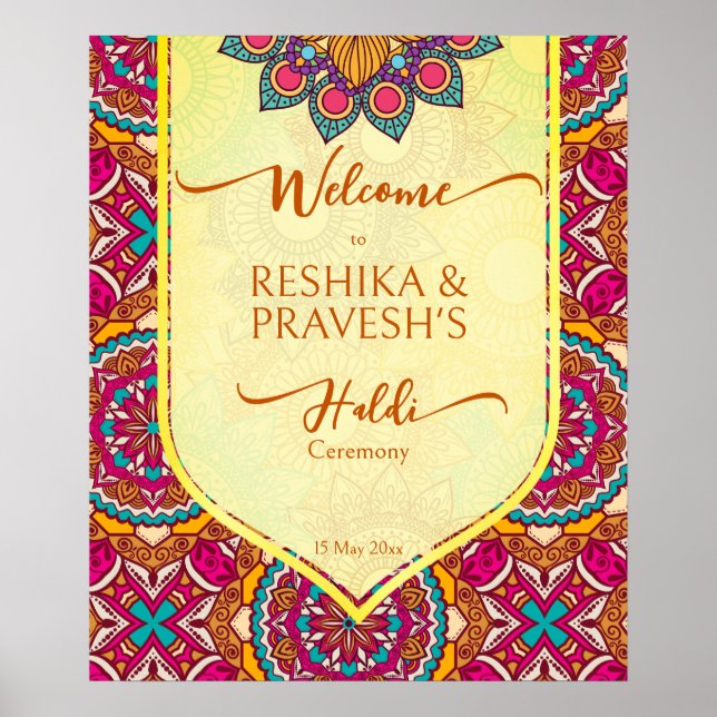 Poster Cerise mandala rangoli comum haldi (Frente)