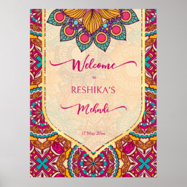 Poster Cerise mandala rangoli mehndi sinal de boas-vindas