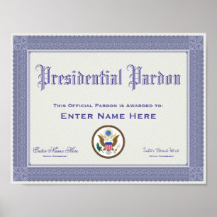 Poster Certificação do perdão presidencial engraçada