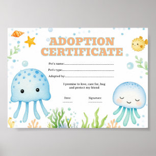 Poster Certificado de adoção de animal de estimação de ág