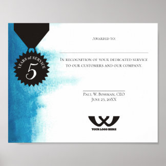 Poster certificado de aniversário de 5 anos do funcionári