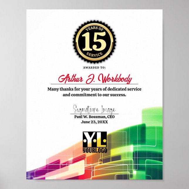 Poster Certificado de aniversário de funcionário do marco (Frente)