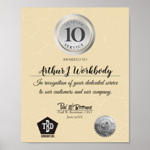 Poster Certificado de aniversário de um empregado de pra