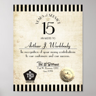 Poster Certificado de aniversário de um empregado em our