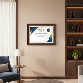 Poster Certificado de Apreciação Azul e Dourado Moderno P