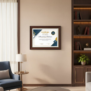 Poster Certificado de Apreciação Azul e Dourado Moderno P