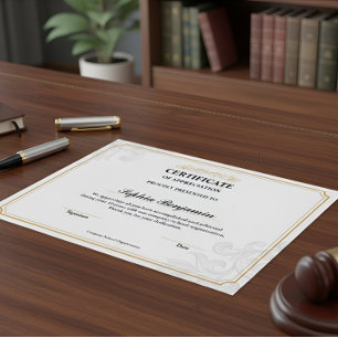 Poster Certificado de Apreciação Elegante Ouro Clássico D