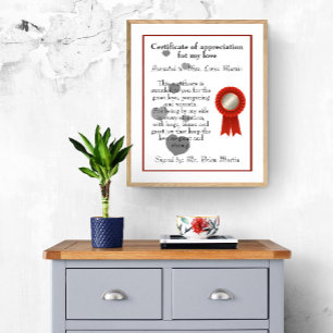 Poster Certificado de Apreciação por Amor