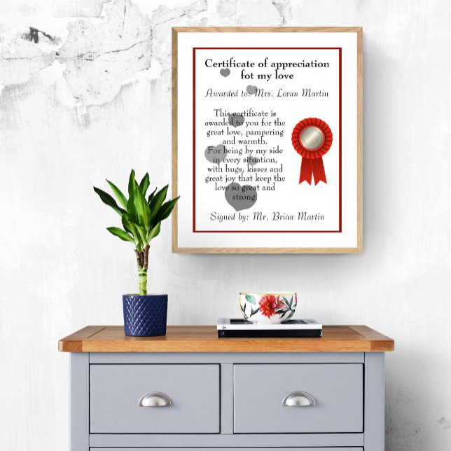 Poster Certificado de Apreciação por Amor (Criador carregado)