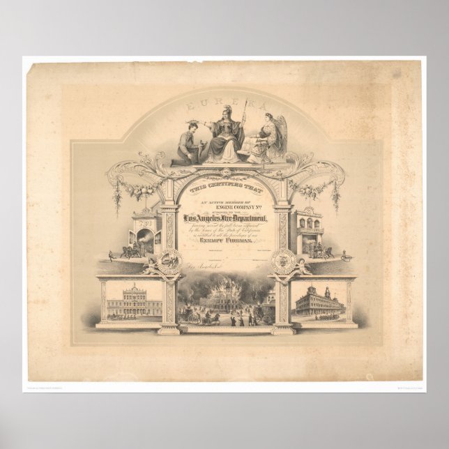 Pôster Certificado de Bombeiros de Los Angeles (0891A) (Frente)