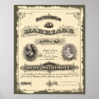 Certificado de Casamento Antigo do Século XIX