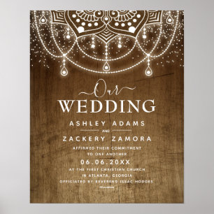Poster Certificado de Casamento Boho FairyLights