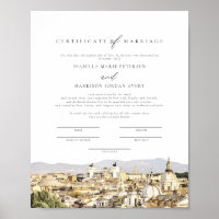 Certificado de Casamento com Vista da Cidade de Ro