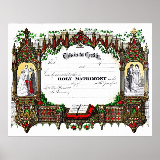 Pôster certificado de casamento de 1877 (Frente)