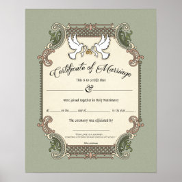 Poster Certificado de Casamento de casamento