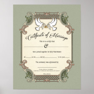 Poster Certificado de Casamento de casamento