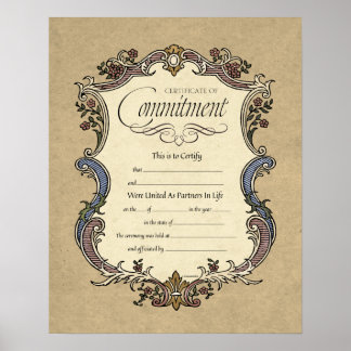 Poster Certificado de Casamento de Compromisso