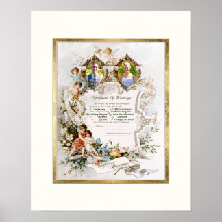 Poster Certificado de Casamento de Noiva Antigo Fotografi
