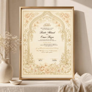 Poster Certificado de Casamento Digital Contrato Nikkah D
