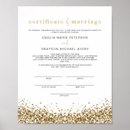 Poster Certificado de Casamento Dourado Amarelo REGINA