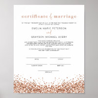 Certificado de Casamento Dourado Rosa da REGINA Gl