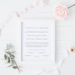 Poster Certificado de Casamento Elegante Moderno Simples<br><div class="desc">Poster de Certificado de Casamento Elegante Moderno Simples</div>