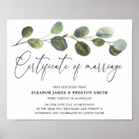 Certificado de Casamento Eucalyptus Botânico